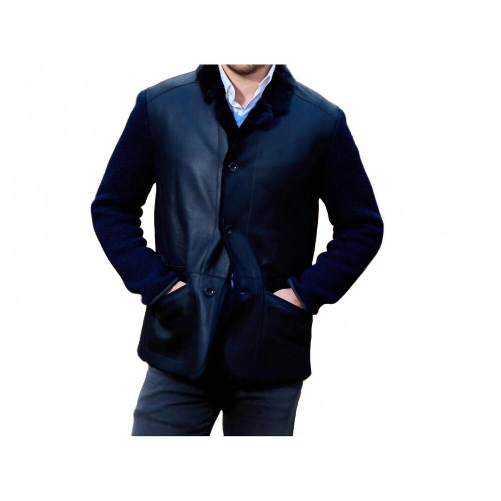 NEW LUSSO BENI tarsus leather jacket in navy